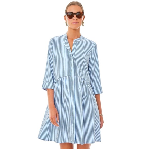 Tuckernuck Dresses & Skirts - Tuckernuck Womens Shirt Dress Blue White Stripe Royal Pockets Button Down Size M